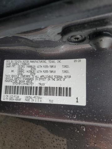 5TFDY5F11MX961727 - 2021 TOYOTA TUNDRA CREWMAX SR5 GRAY photo 12