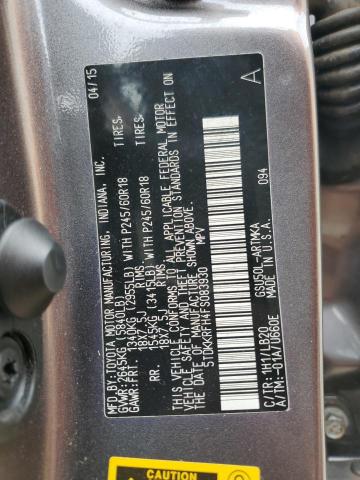 5TDKKRFH4FS083930 - 2015 TOYOTA HIGHLANDER XLE Boz foto 13