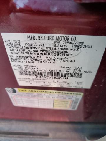 1FMDK07W58GA21494 - 2008 FORD TAURUS X EDDIE BAUER BURGUNDY photo 13