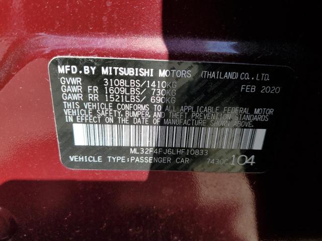 ML32F4FJ6LHF10833 - 2020 MITSUBISHI MIRAGE G4 SE MAROON photo 12