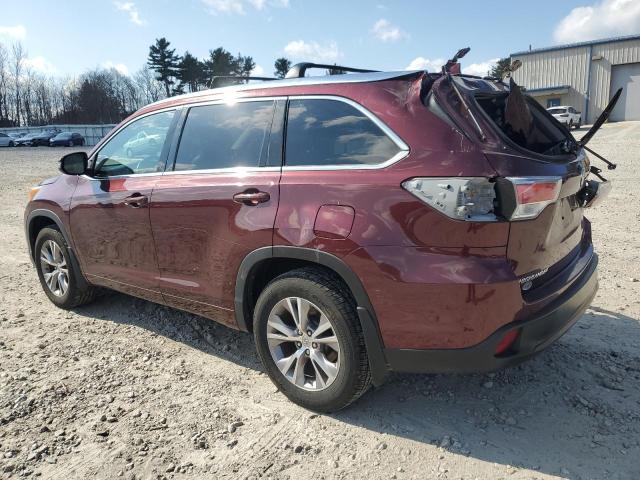 5TDJKRFH6FS206221 - 2015 TOYOTA HIGHLANDER XLE MAROON photo 2