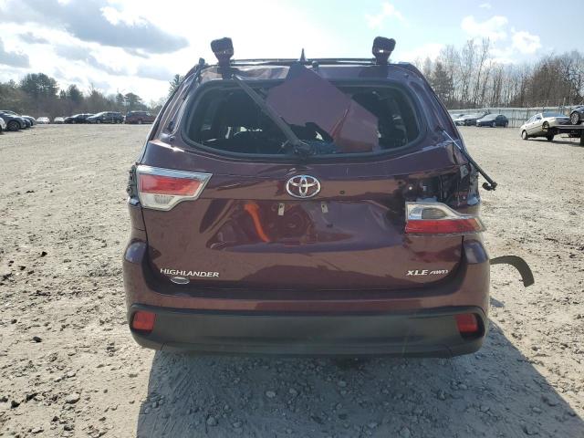 5TDJKRFH6FS206221 - 2015 TOYOTA HIGHLANDER XLE MAROON photo 6