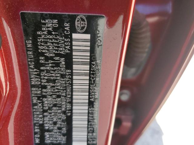 4T1BF1FK0HU757518 - 2017 TOYOTA CAMRY LE RED photo 12