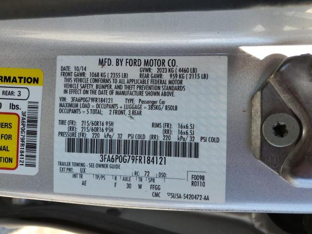 3FA6P0G79FR184121 - 2015 FORD FUSION S SILVER photo 12