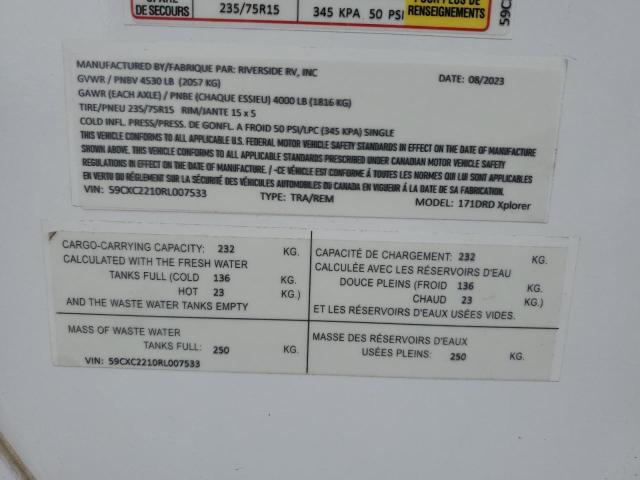 59CXC2210RL007533 - 2024 EXPL CAMPER TLR Ақ фото 10