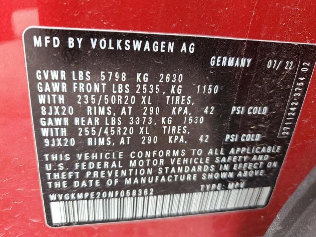 WVGKMPE20NP058362 - 2022 VOLKSWAGEN ID.4 PRO S RED photo 13