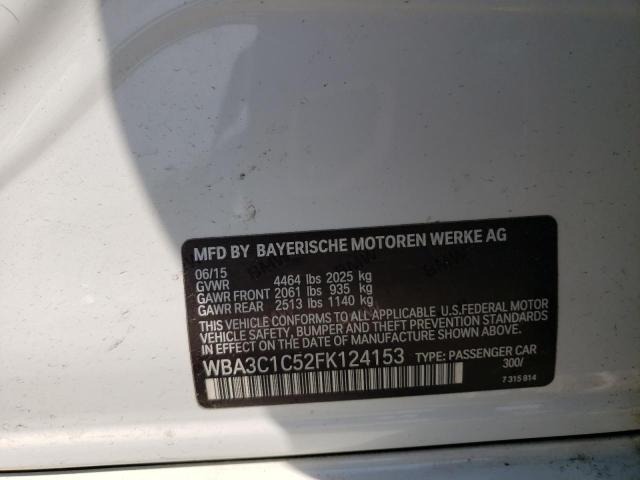 WBA3C1C52FK124153 - 2015 BMW 328 I SULEV WHITE photo 12