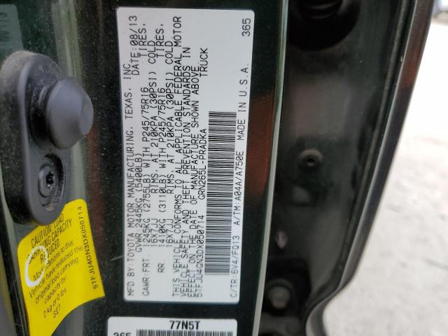 5TFJU4GN3DX050714 - 2013 TOYOTA TACOMA DOUBLE CAB PRERUNNER GREEN photo 13