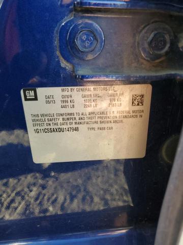 1G11C5SAXDU147948 - 2013 CHEVROLET MALIBU 1LT 蓝色 照片 12