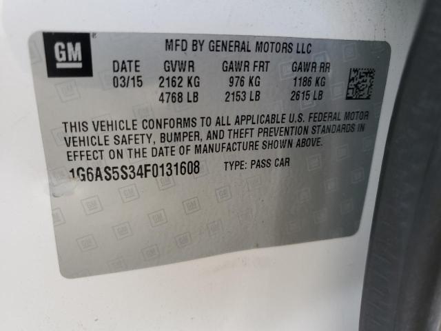 1G6AS5S34F0131608 - 2015 CADILLAC CTS PERFORMANCE COLLECTION WHITE photo 12