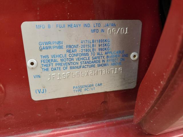 JF1SF656X2H736719 - 2002 SUBARU FORESTER S RED photo 13