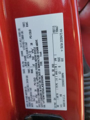 1FTEW1E52LKE05395 - 2020 FORD F150 SUPERCREW RED photo 12