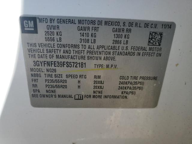 3GYFNFE39FS572181 - 2015 CADILLAC SRX PERFORMANCE COLLECTION Ақ фото 13