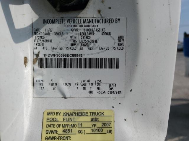 1FDWF30598EC89542 - 2008 FORD F350 SRW SUPER DUTY WHITE photo 12