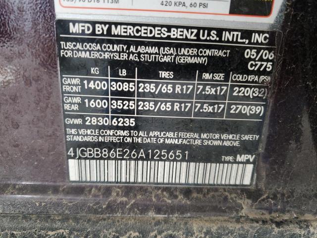 4JGBB86E26A125651 - 2006 MERCEDES-BENZ ML 350 MAROON photo 12