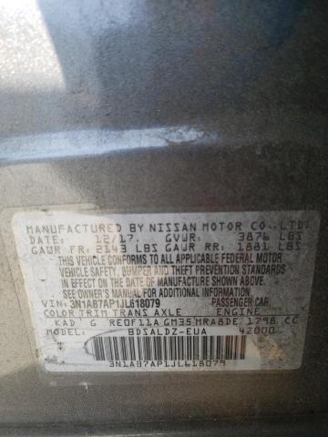 3N1AB7AP1JL618079 - 2018 NISSAN SENTRA S GRAY photo 13