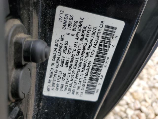 2HGFB2F9XDH515919 - 2013 HONDA CIVIC EXL 黑色 照片 13