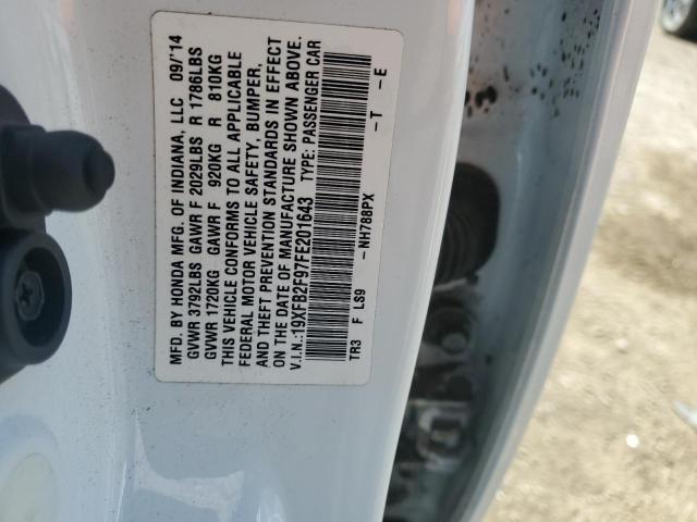 19XFB2F97FE201643 - 2015 HONDA CIVIC EXL Ağ foto 12