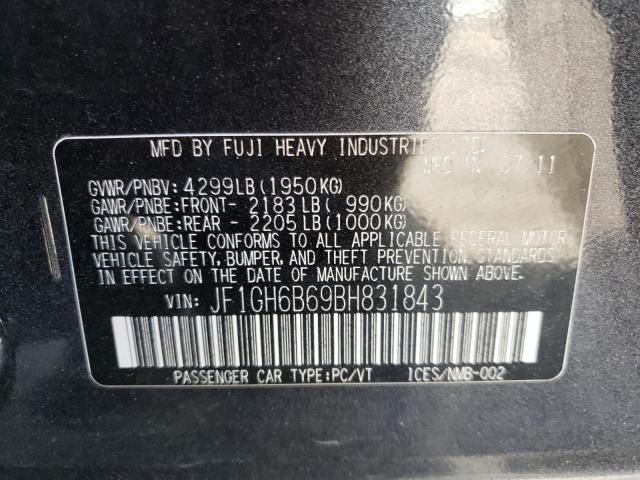 JF1GH6B69BH831843 - 2011 SUBARU IMPREZA 2.5I PREMIUM CHARCOAL photo 12