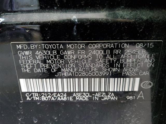 JTHBA1D28G5003991 - 2016 LEXUS IS 200T BLACK photo 12