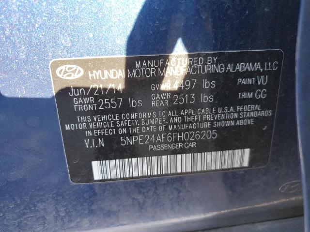 5NPE24AF6FH026205 - 2015 HYUNDAI SONATA SE BLUE photo 13