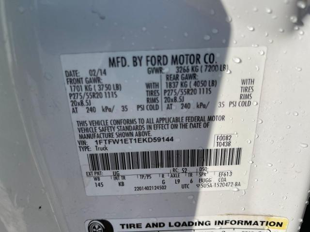 1FTFW1ET1EKD59144 - 2014 FORD F150 SUPERCREW WHITE photo 10