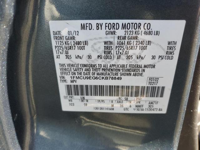 1FMCU9EG6CKB78849 - 2012 FORD ESCAPE LIMITED BLUE photo 13