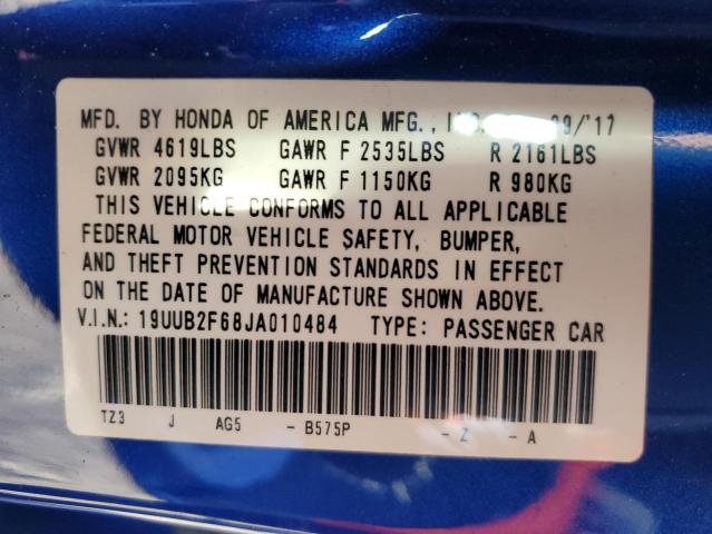 19UUB2F68JA010484 - 2018 ACURA TLX TECH+A BLUE photo 12