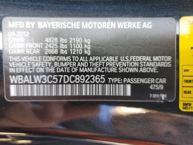 WBALW3C57DC892365 - 2013 BMW 640 I BLACK photo 12