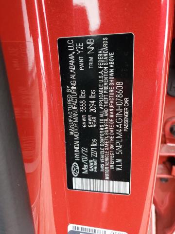 5NPLM4AG1NH078608 - 2022 HYUNDAI ELANTRA SEL RED photo 12