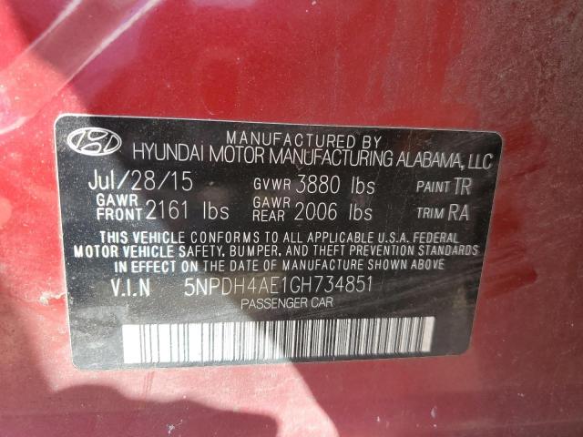 5NPDH4AE1GH734851 - 2016 HYUNDAI ELANTRA SE RED photo 13