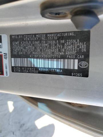 4T1BF3EK0BU672716 - 2011 TOYOTA CAMRY BASE SILVER photo 12