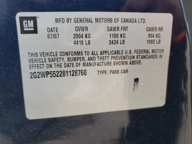 2G2WP552281128760 - 2008 PONTIAC GRAND PRIX 蓝色 照片 12