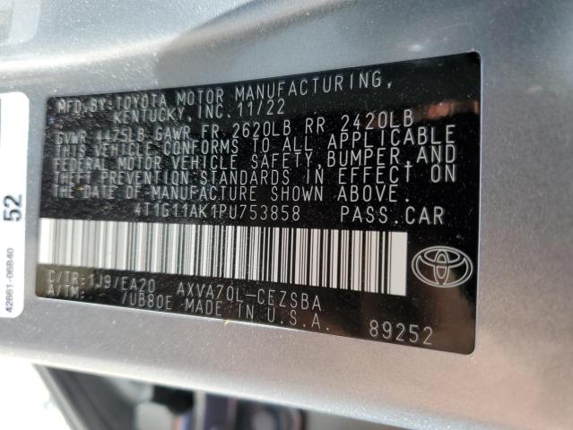 4T1G11AK1PU753858 - 2023 TOYOTA CAMRY SE NIGHT SHADE SILVER photo 12