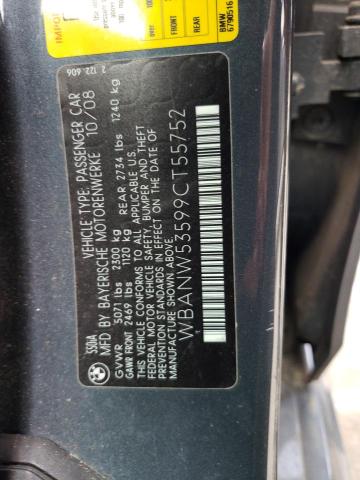 WBANW53599CT55752 - 2009 BMW 550 I CHARCOAL photo 12