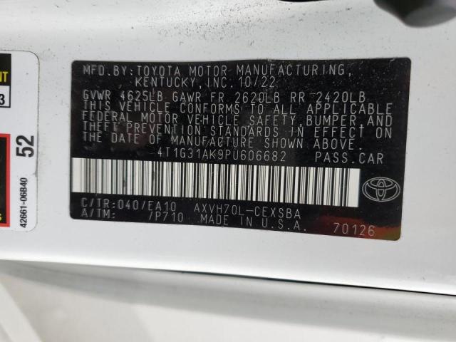 4T1G31AK9PU606682 - 2023 TOYOTA CAMRY SE NIGHT SHADE WHITE photo 12