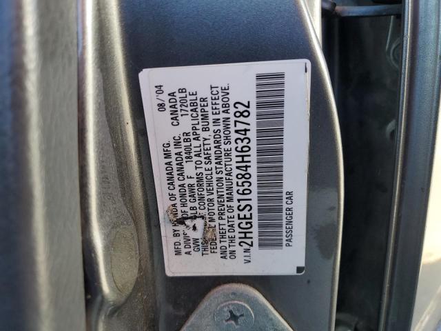 2HGES16584H634782 - 2004 HONDA CIVIC LX GRAY photo 12