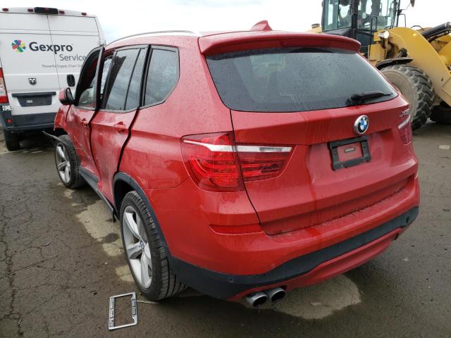 5UXWX9C31H0W70649 - 2017 BMW X3 XDRIVE28I RED photo 2