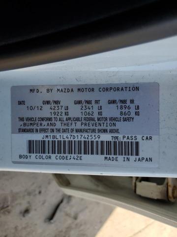 JM1BL1L47D1742559 - 2013 MAZDA SPEED 3 WHITE photo 12