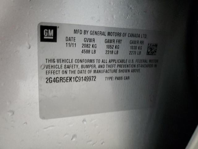 2G4GR5EK1C9149972 - 2012 BUICK REGAL 银色 照片 12