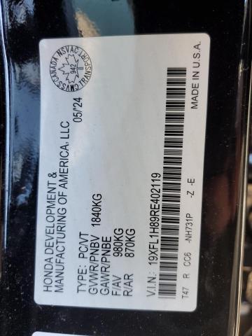 19XFL1H89RE402119 - 2024 HONDA CIVIC SPORT TOURING BLACK photo 12