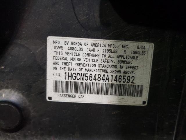 1HGCM56484A146592 - 2004 HONDA ACCORD LX CHARCOAL photo 12