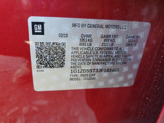 1G1ZD5ST3JF183465 - 2018 CHEVROLET MALIBU LT RED photo 12