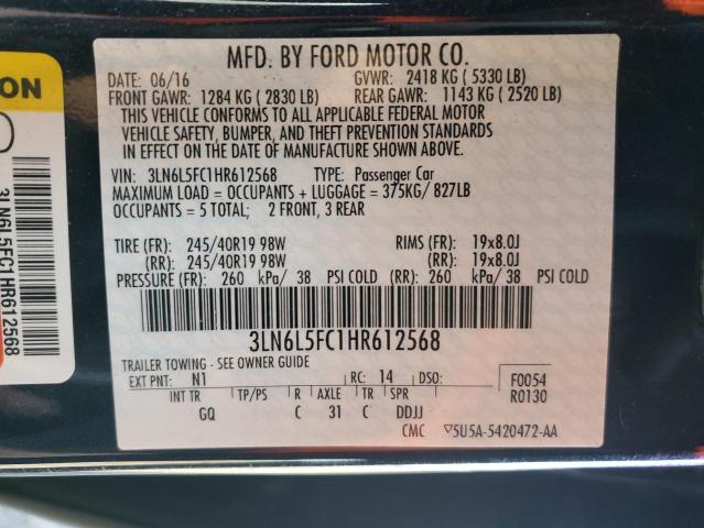 3LN6L5FC1HR612568 - 2017 LINCOLN MKZ RESERVE ლურჯი ფოტო 12