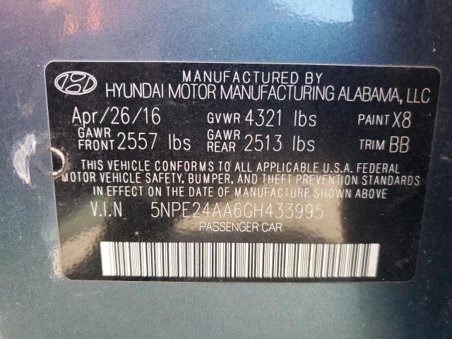 5NPE24AA6GH433995 - 2016 HYUNDAI SONATA ECO BLUE photo 12