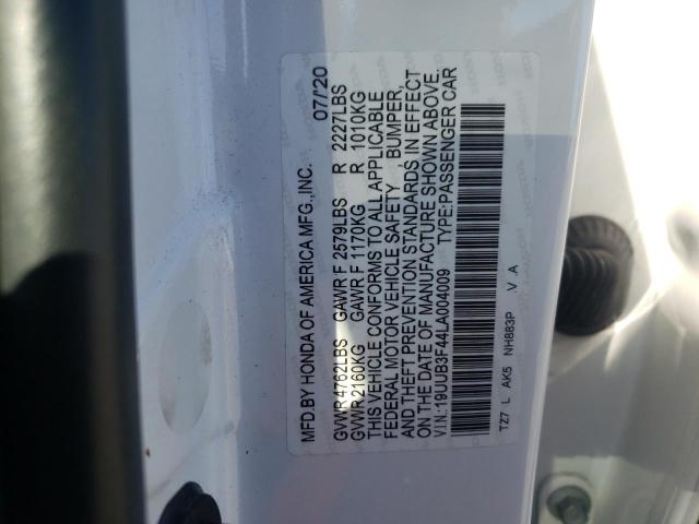 19UUB3F44LA004009 - 2020 ACURA TLX TECHNOLOGY თეთრი ფოტო 12