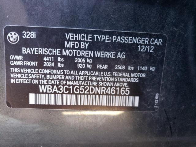 WBA3C1G52DNR46165 - 2013 BMW 328 I SULEV GRAY photo 12