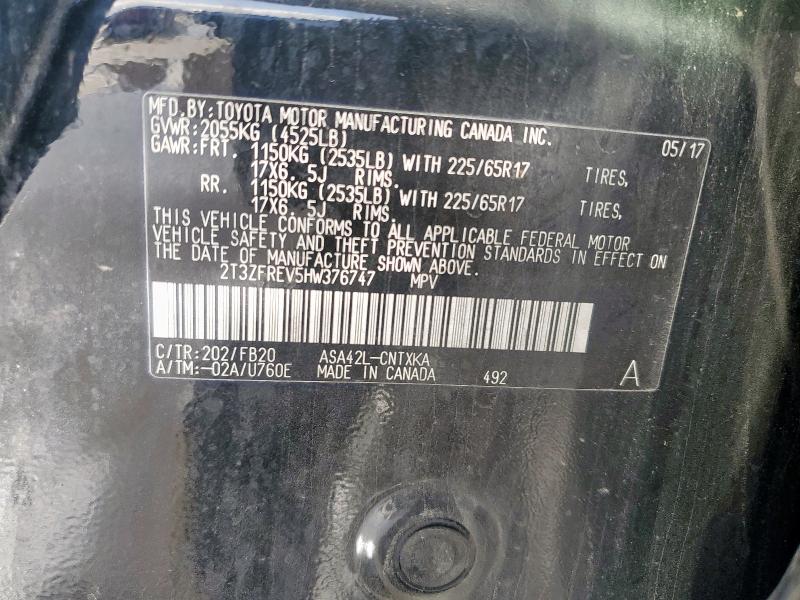 2T3ZFREV5HW376747 - 2017 TOYOTA RAV4 LE Қара фото 13