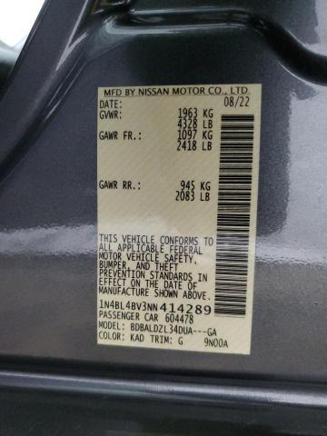 1N4BL4BV3NN414289 - 2022 NISSAN ALTIMA S GRAY photo 12