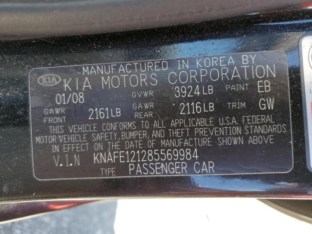 KNAFE121285569984 - 2008 KIA SPECTRA EX BLACK photo 12